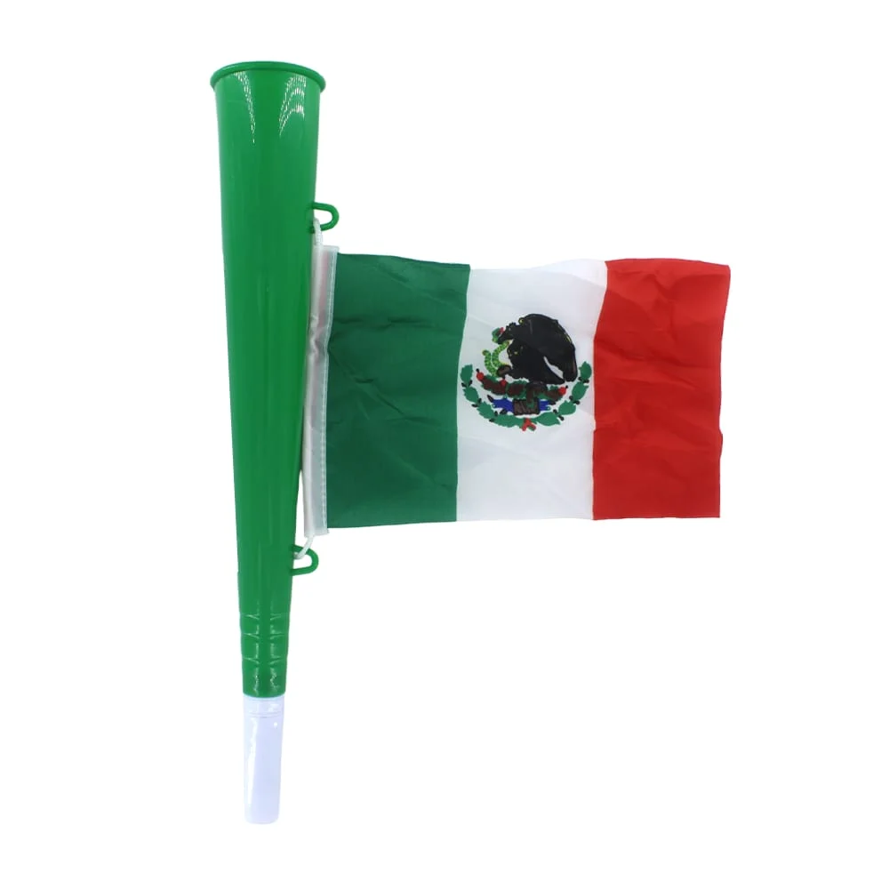Corneta grande para fiesta con correa y bandera tricolor, variedad de colores / bt-940