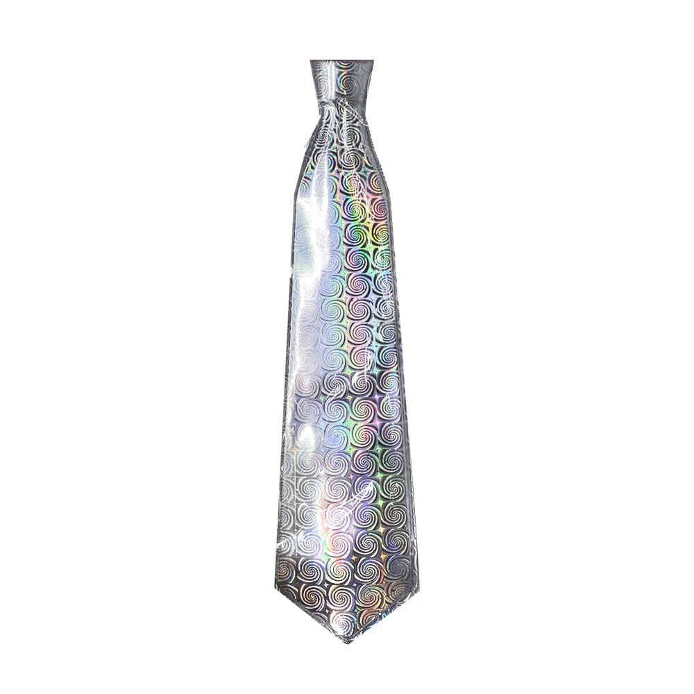 Paquete con 12 corbatas para fiesta grandes con diseño holográfico en tonos metálicos, variedad de colores / bt-ld06