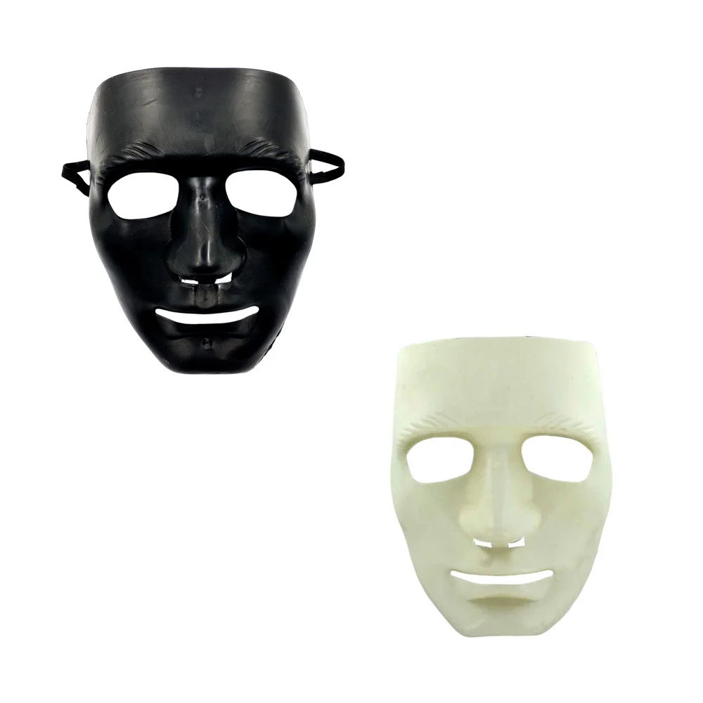 1pza Máscara para halloween de color blanco o negro con orificios y resorte / bt-pt368n