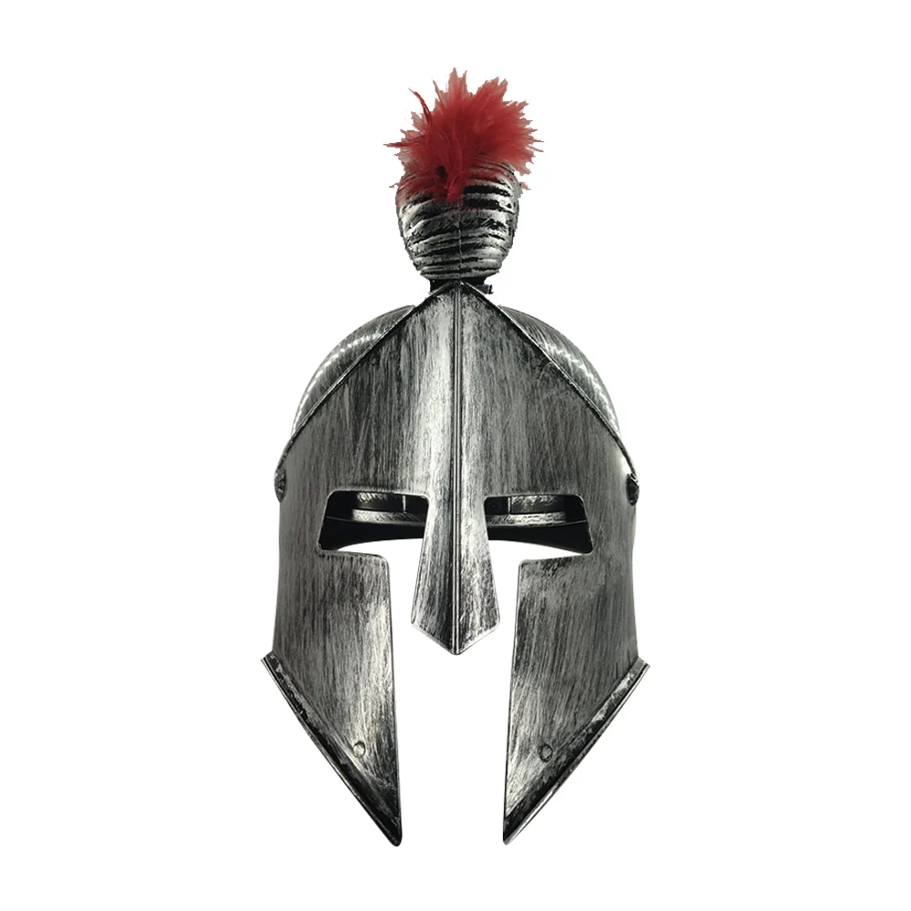 Casco romano con penacho de plumas rojas para disfraz de gladiador / bt-pt386