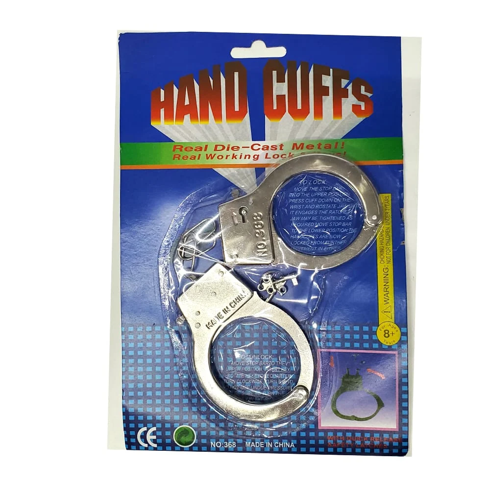 Esposas metálicas para fiesta con llave de repuesto hand cuffs / bt-pt74 / 368