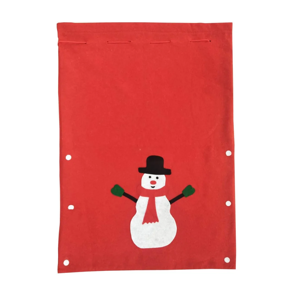 1pza Saco costal rojo navideño de tela 60 x 40cm multiusos diseño muñeco de nieve, variedad de modelos / bt-s2038
