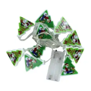 Serie de luz con 10 focos de pila en forma de pino navideño / bt-s2139