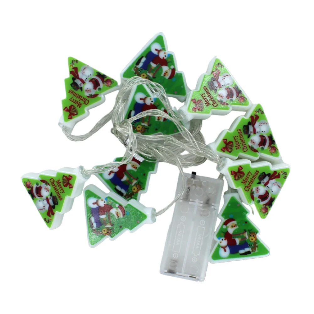 Serie de luz con 10 focos de pila en forma de pino navideño / bt-s2139
