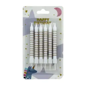 Blíster de 6 velas para cumpleaños con diseño rayado / 158760