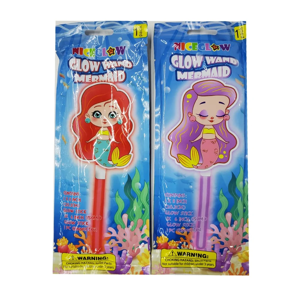 1pza barra de luz neón plegable con figura en forma de sirena glow wand mermaid, variedad de diseños / bt-ygb21