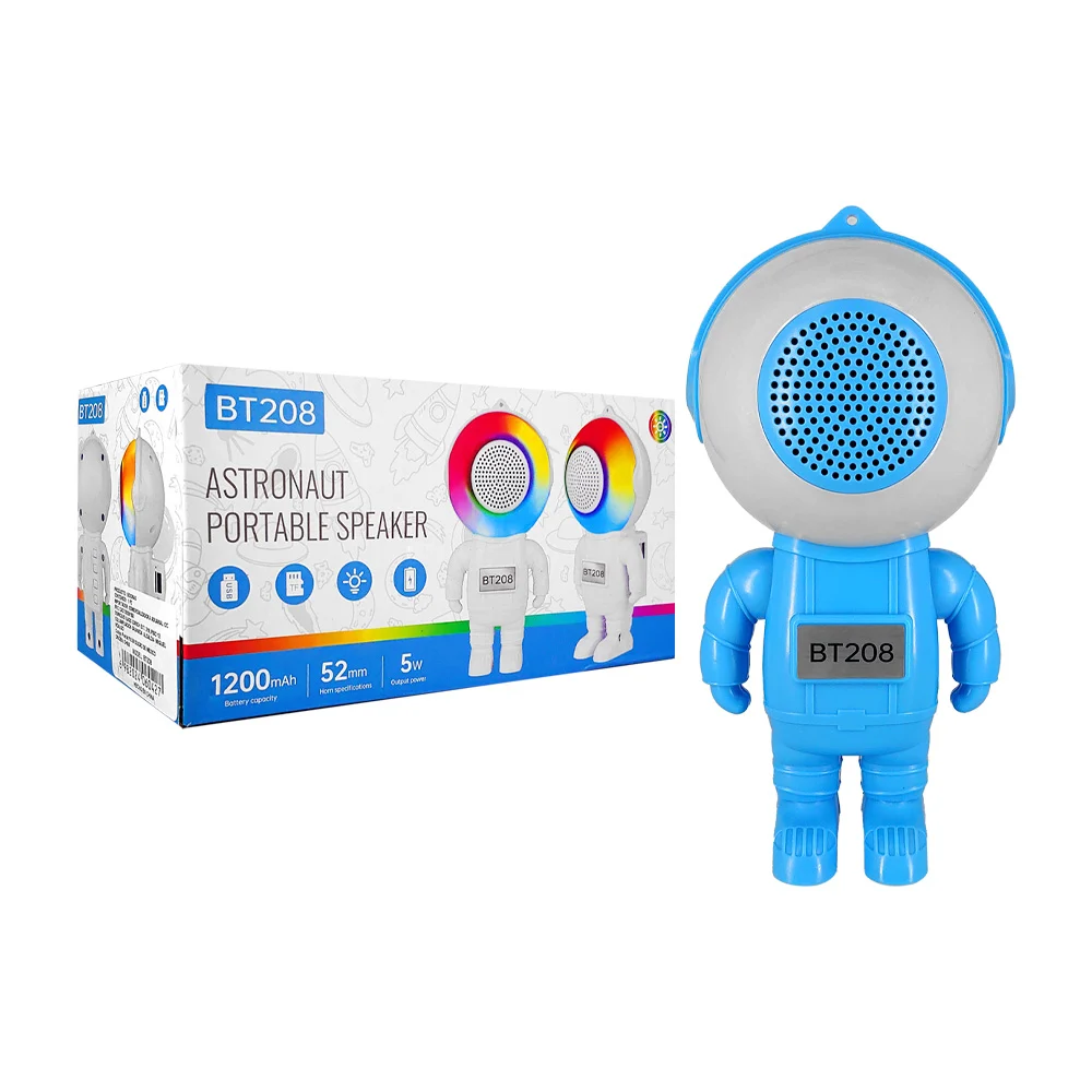 Bocina inalámbrica en forma de astronauta con luz rgb, entrada para memoria usb y tarjeta tf, variedad de colores / bt208
