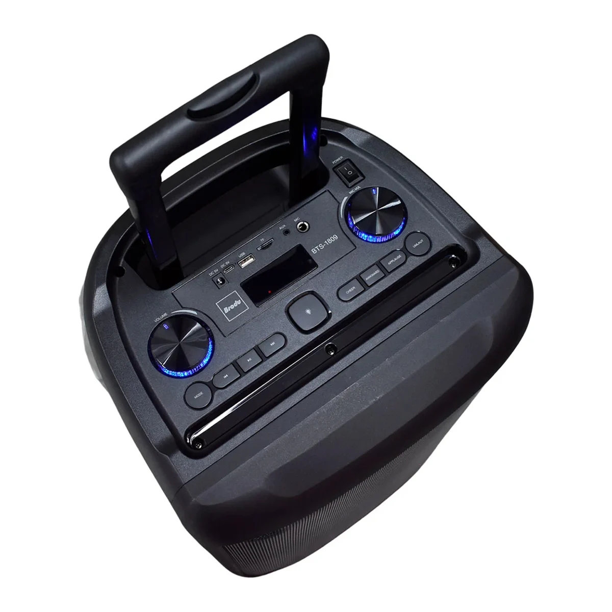 Bocina bluetooth brodu de 340x304x530mm con sistema profesional para karaoke, dos micrófonos, puerto auxiliar y ranura para sd y usb / karaoke box / bts-1809