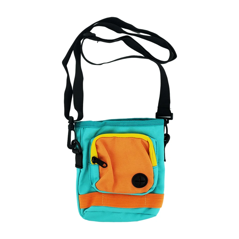 Bolsa riñonera cangurera de 2 compartimentos con dispensador de bolsas para heces de mascota / bty008