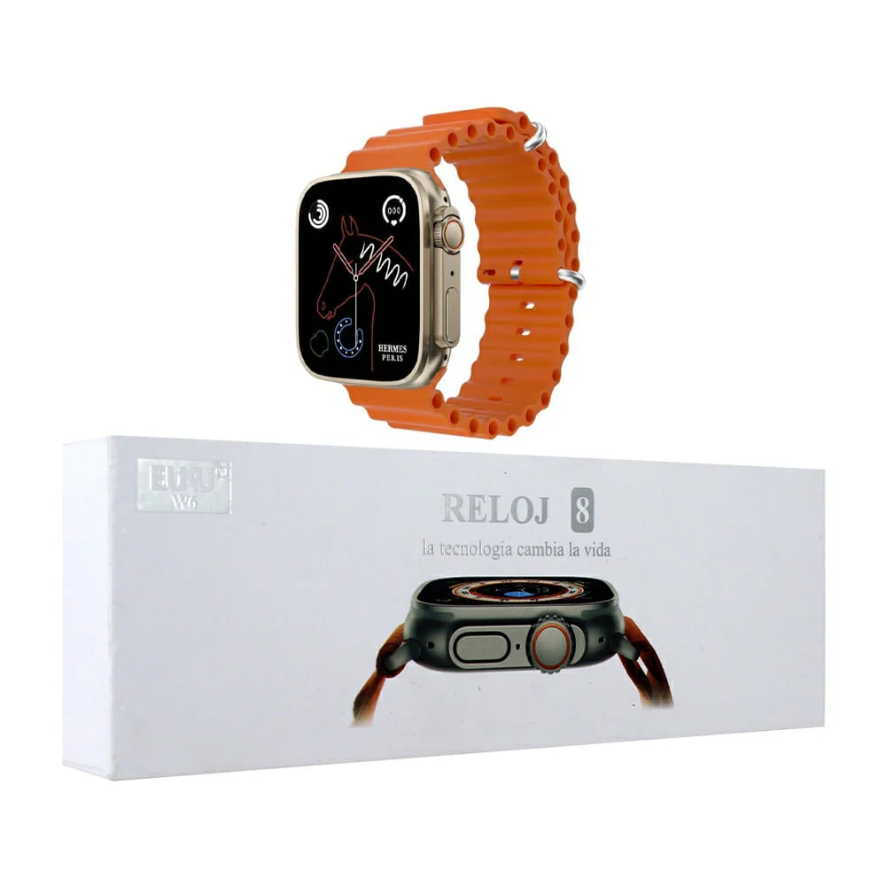 Reloj smartwatch 8 buku cuadrado con correas intercambiables 49mm y cargador magnético, variedad de colores / w6