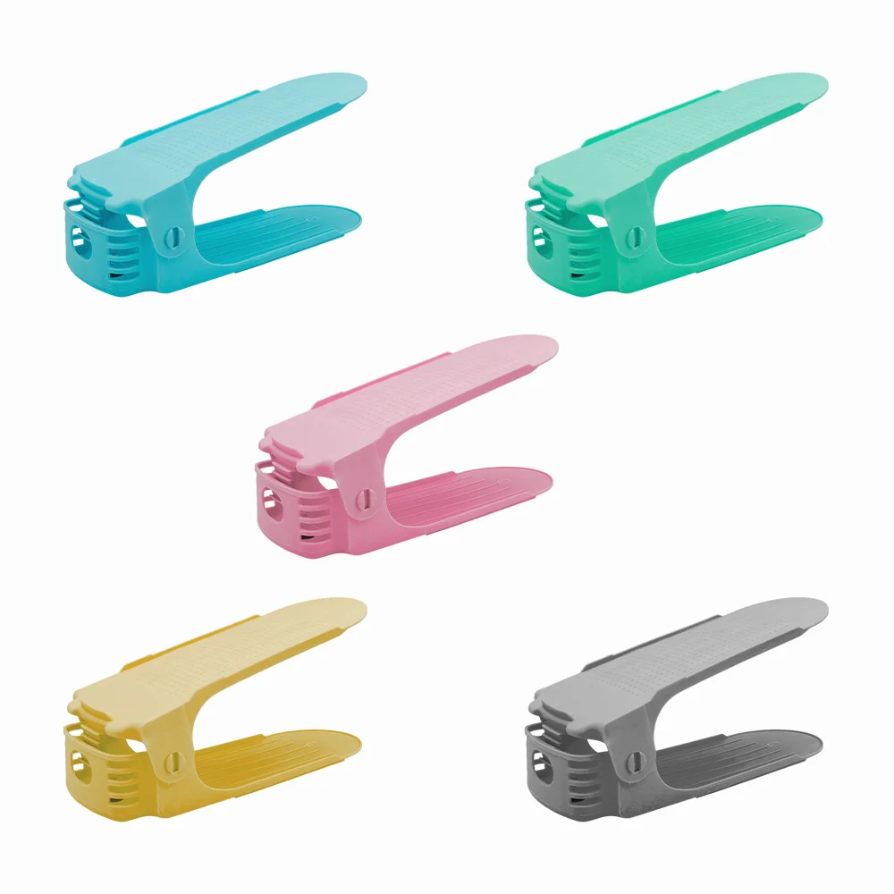 Organizador doble de plástico ajustable con diseño antideslizante para zapatos, variedad de colores / ay-1101