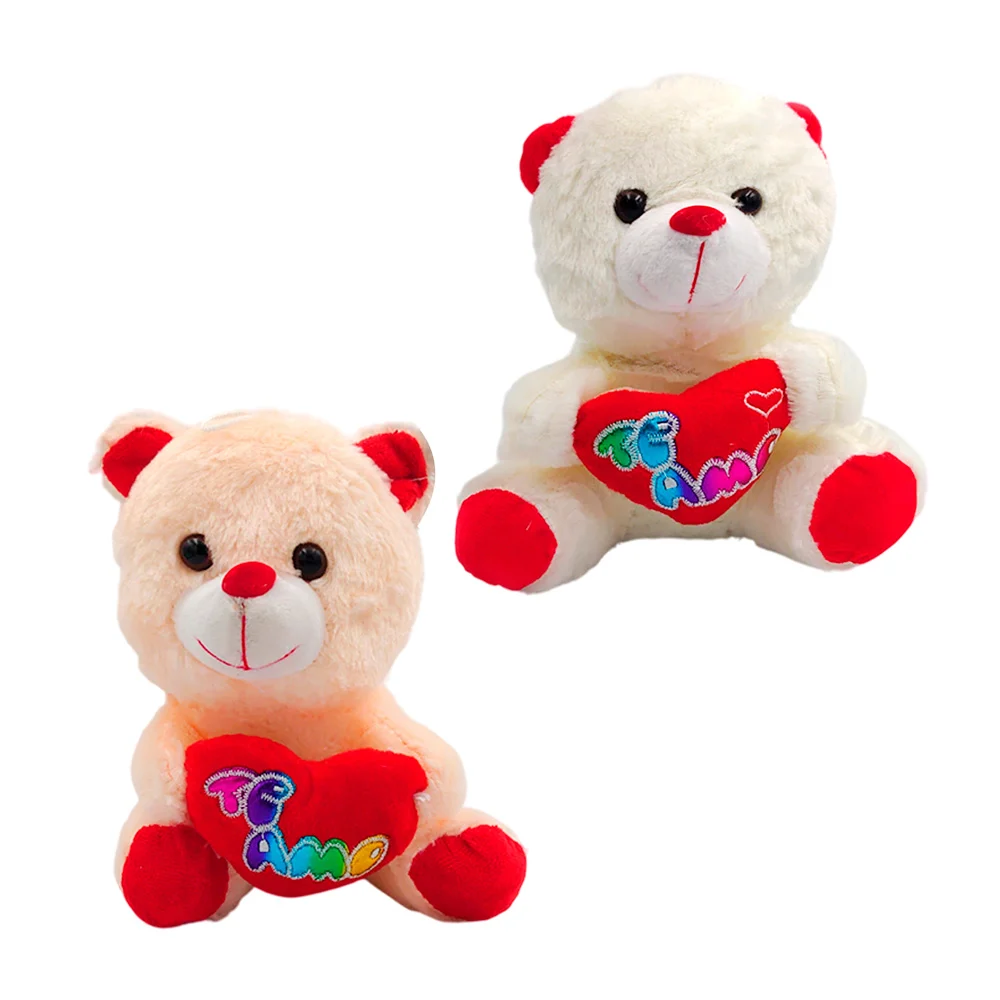 1pza Peluche afelpado en forma de oso con corazón y frase te amo multicolor, variedad de colores / 231755