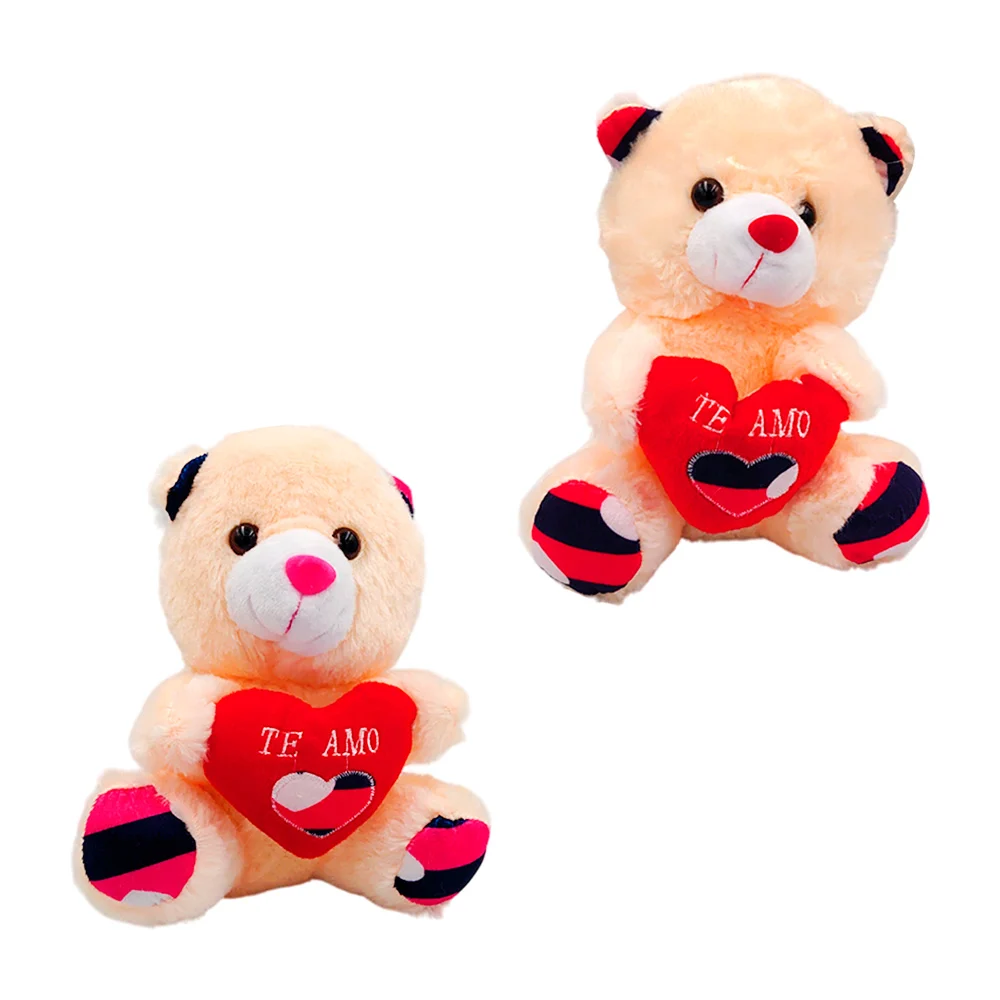 1pza Peluche afelpado en forma de oso con corazón y frase te amo bordado, variedad de colores / 231762