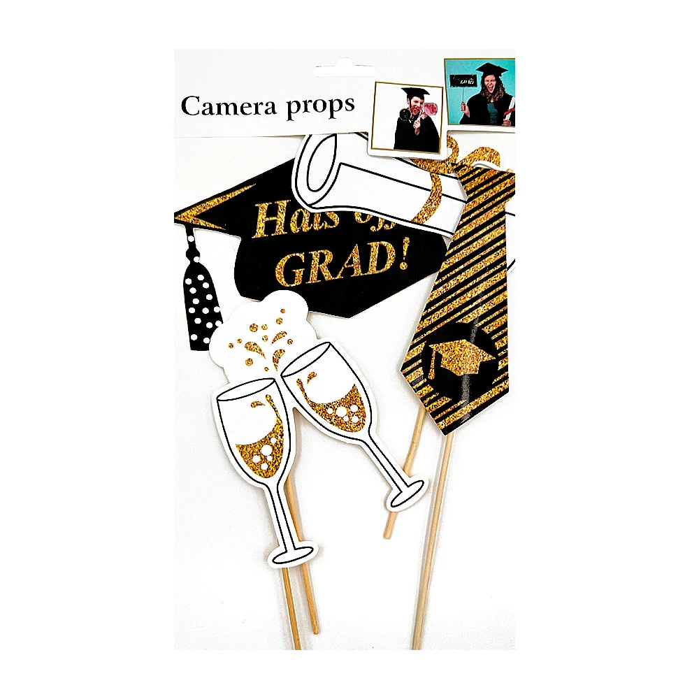Paquete con 20 mini letreros - carteles de papel con diseño de accesorios, frases, temática de graduación para fotos y selfies / by-013 / camera props
