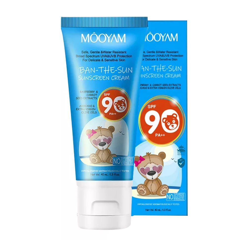 Protector solar en crema FPS 90, sin aroma, hipoalergénica, sin sensación grasosa 40ml / mooyam
