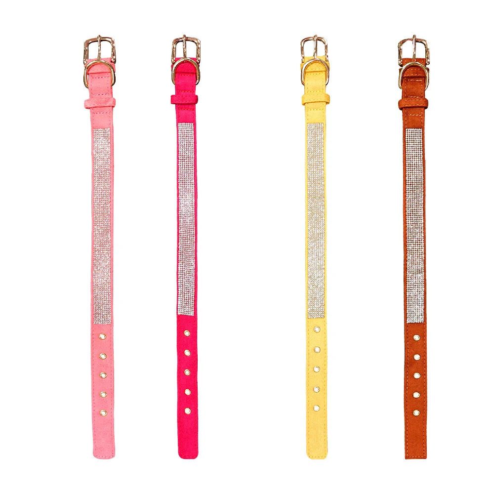 1pza Collar talla grande con broche metálico y decoración de pedrería para mascota, variedad de colores / bycp08-l
