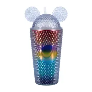Vaso acrílico texturizado con diseño de relieve en efecto espejo + po…