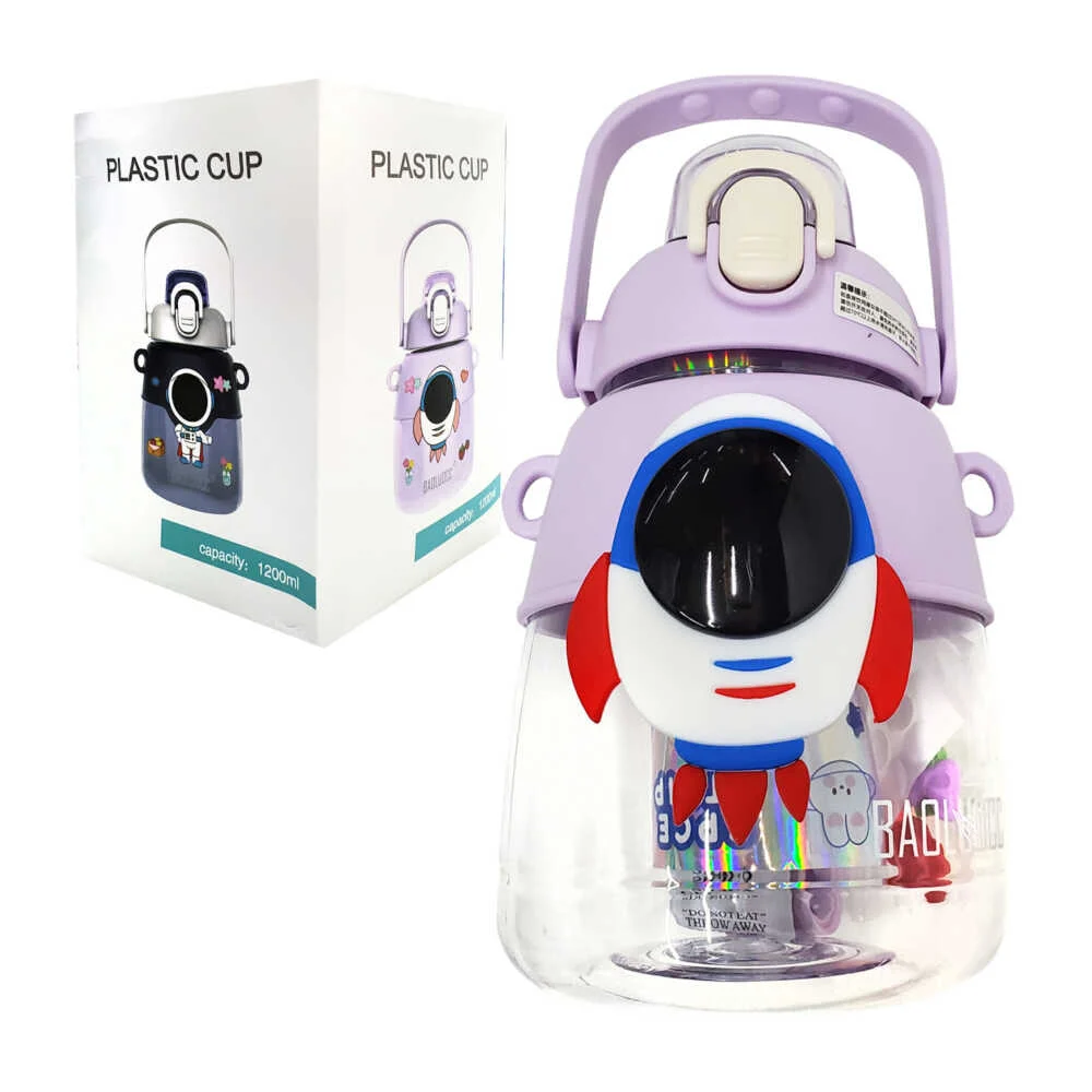 Botella de agua translúcida personalizable con correa, diseño espacial y capacidad de 1200ml, variedad de colores y diseños / plastic cup / bol-7025 / lu8787