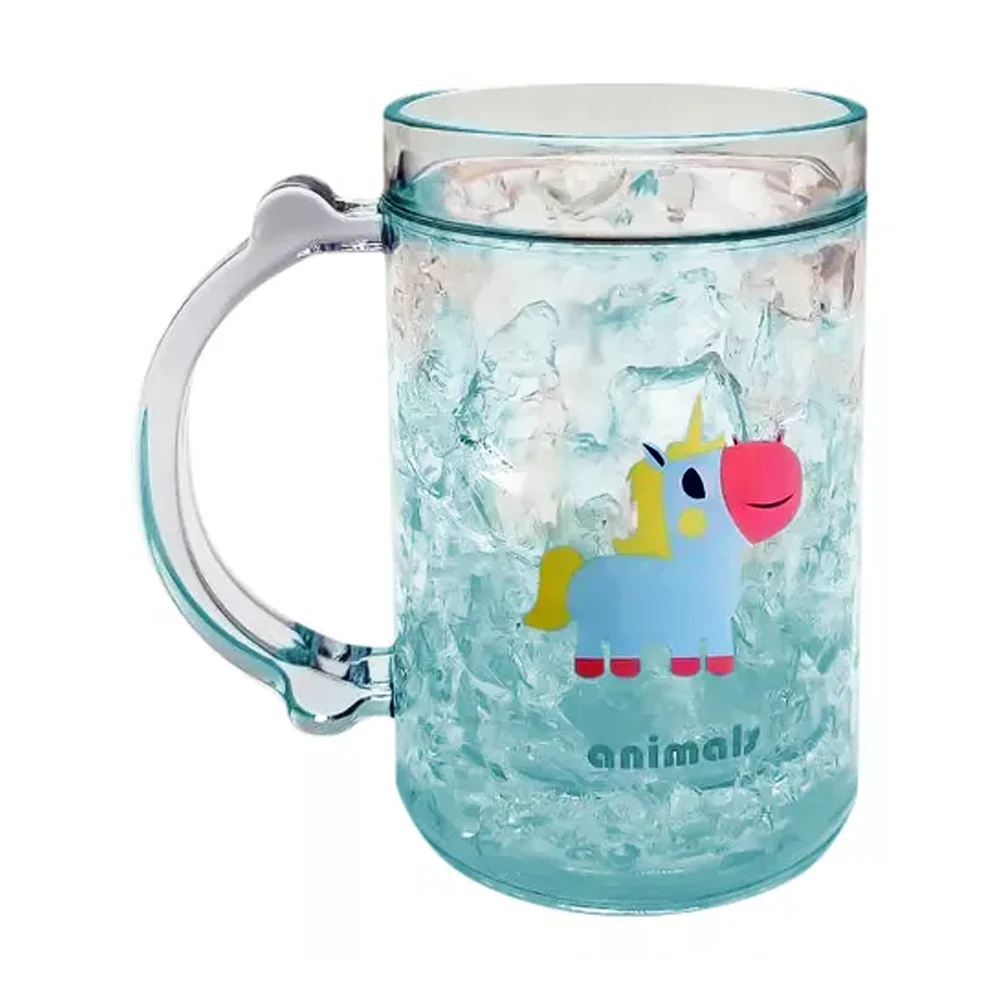 Taza transparente de plástico con efecto tipo roto y estampado de animales, variedad de diseños / bz793
