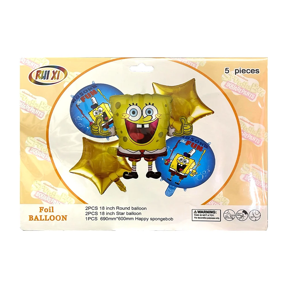 Juego de 5 globos metálicos con diseño de bob esponja y estrellas, variedad de modelos / bq449