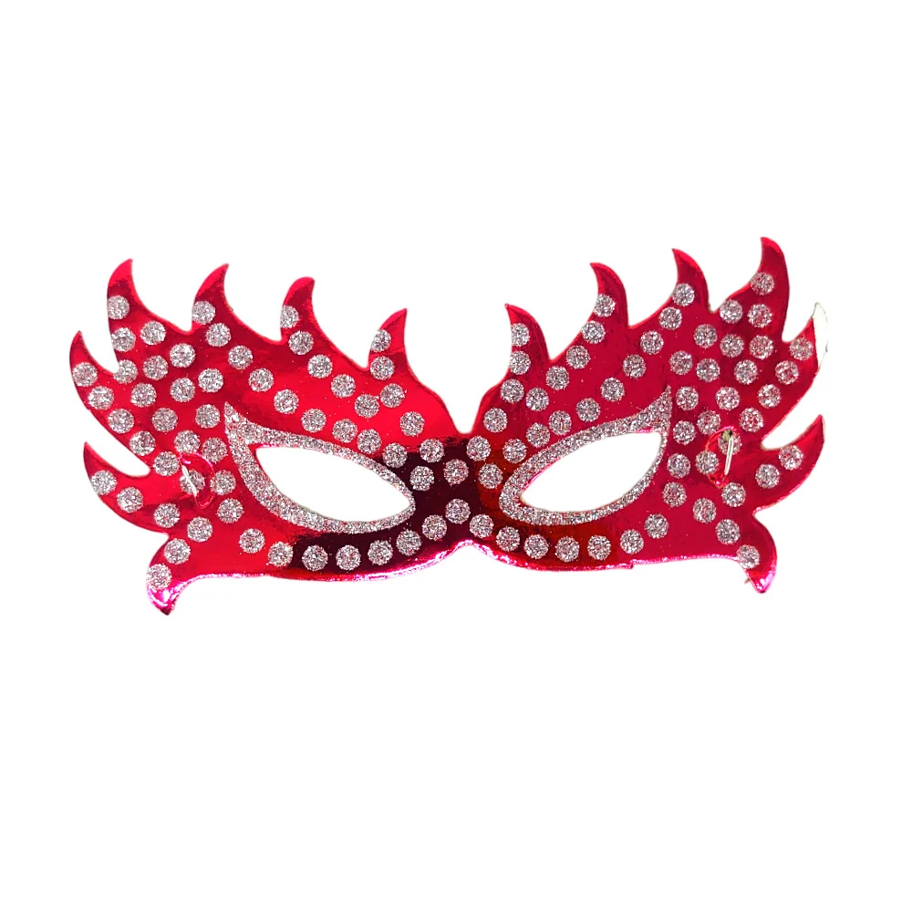 Paquete con 6 antifazes / mascaras con elástico y diseño metálico con brillantina, variedad de colores / bt-1341