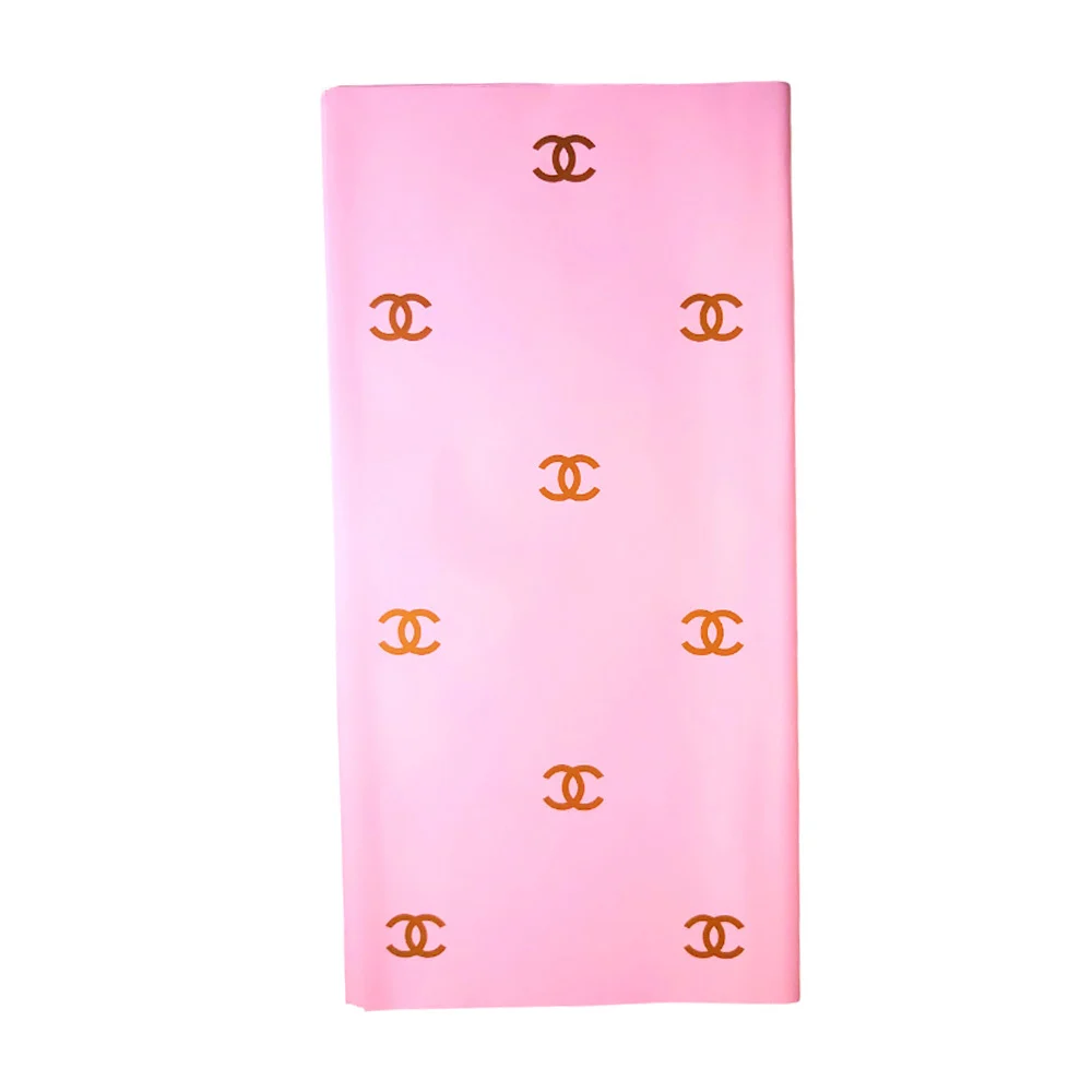 Paquete con 20 pliegos de papel para regalo con estampado de marca de moda cc con logo metálico, variedad de colores / hz-29
