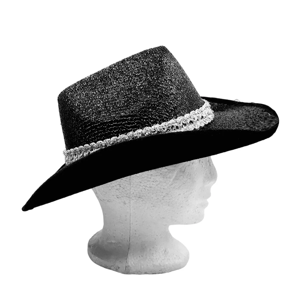 Sombrero aterciopelado estilo vaquero con textura y tira de encaje / bt-1804