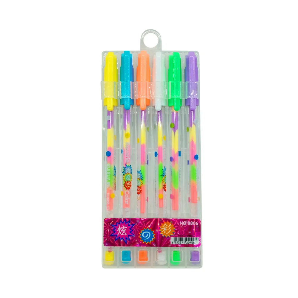 Paquete con 6 plumas de gel multicolor neón / reverie / 8806