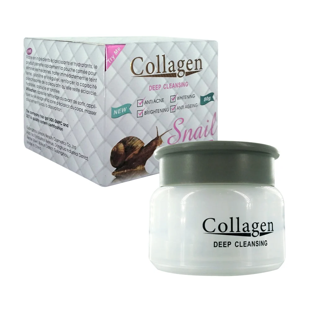 Crema facial de limpieza profunda con extracto de colágeno y baba de caracol, 80g / collagen / pm6863