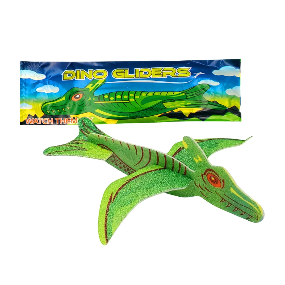 1pza Avión de unicel pequeño, con estampado y forma de dinosaurio, variedad de diseños / dino gliders / c1463 / 22.5x7cm