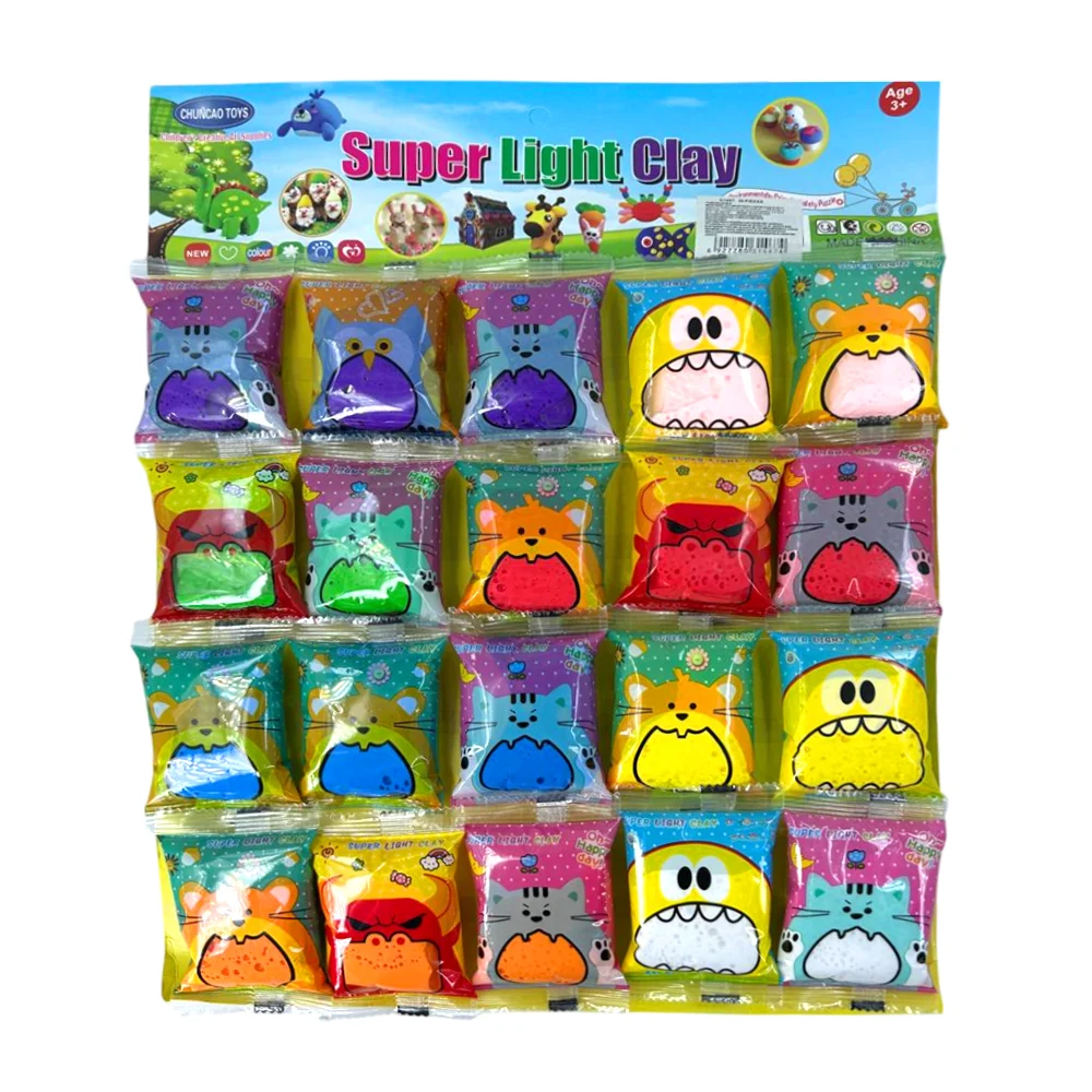 Planilla con 20 paquetes de foamy moldeable, variedad de colores / super light clay