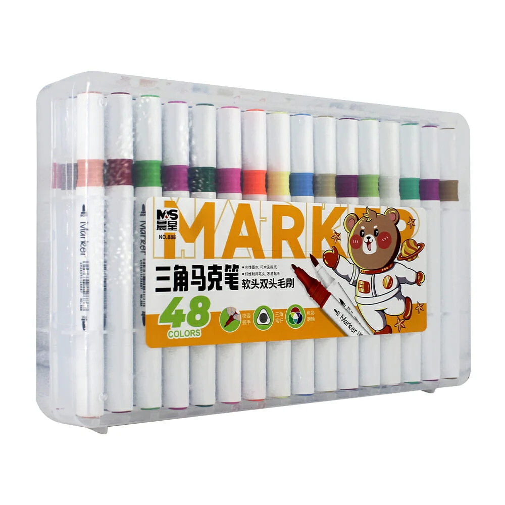 Estuche con 48 plumones marcadores marker con doble punta de colores / 888