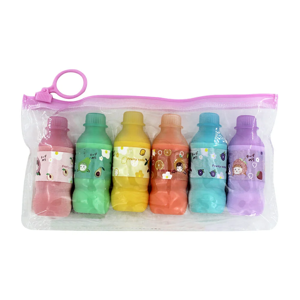 Paquete de 6 mini marcatextos con diseño de botella refresco, variedad de colores / c262-30