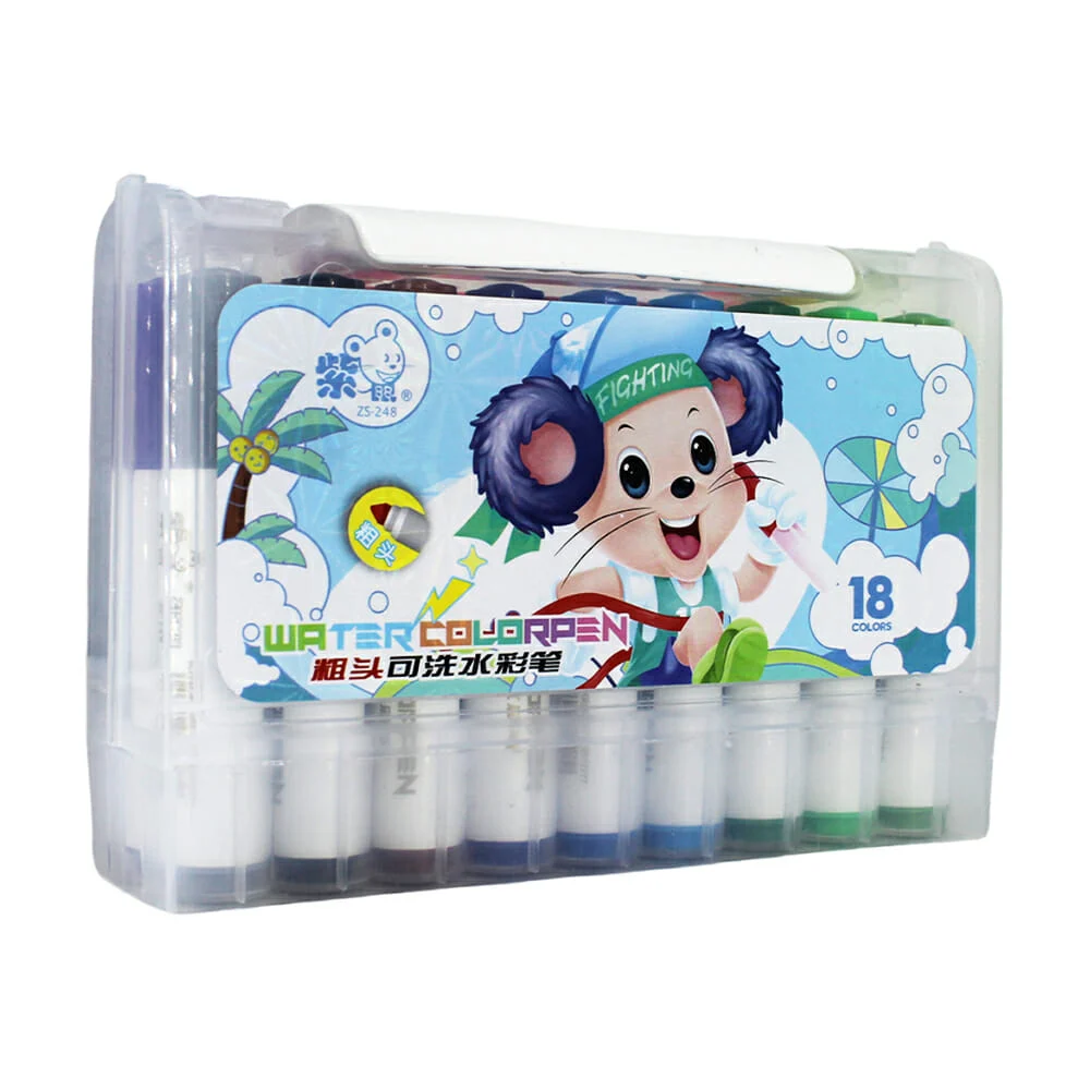 Estuche con 18 marcadores plumones zishu water color pen de colores / zs-248 18 colors