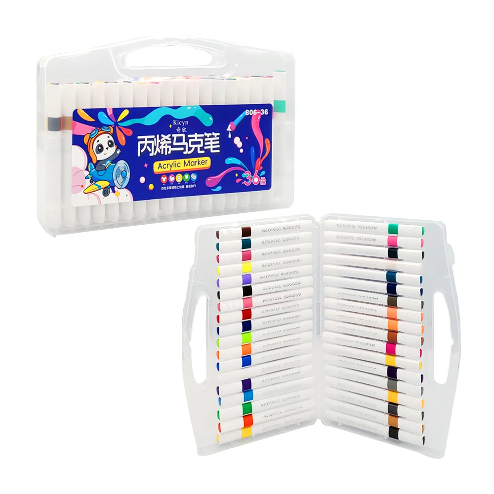 Estuche con 36 plumones acrílicos de colores / acrylic marker / 806-36