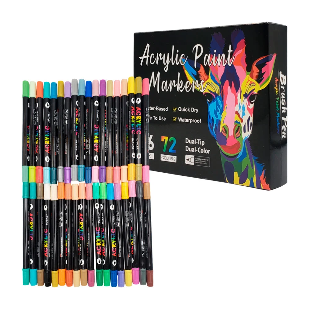 Paquete con 36 plumones acrílicos de colores con punta doble / acrylic paint markers / c369-3060