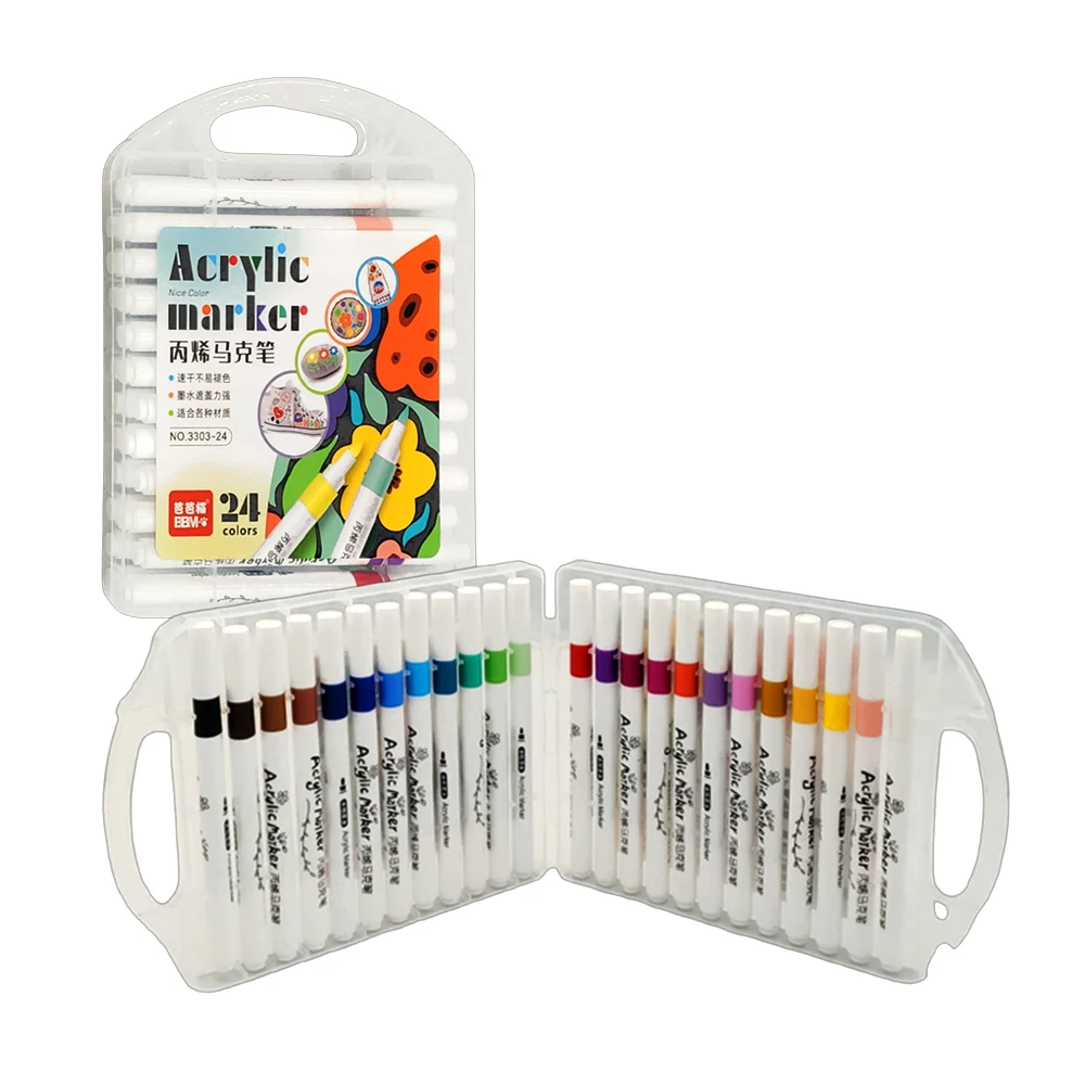 Estuche con 24 plumones acrílicos de colores / acrylic marker / 3303-24