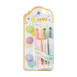 Blíster de papelería con 3 marcatextos de doble punta, variedad de co…