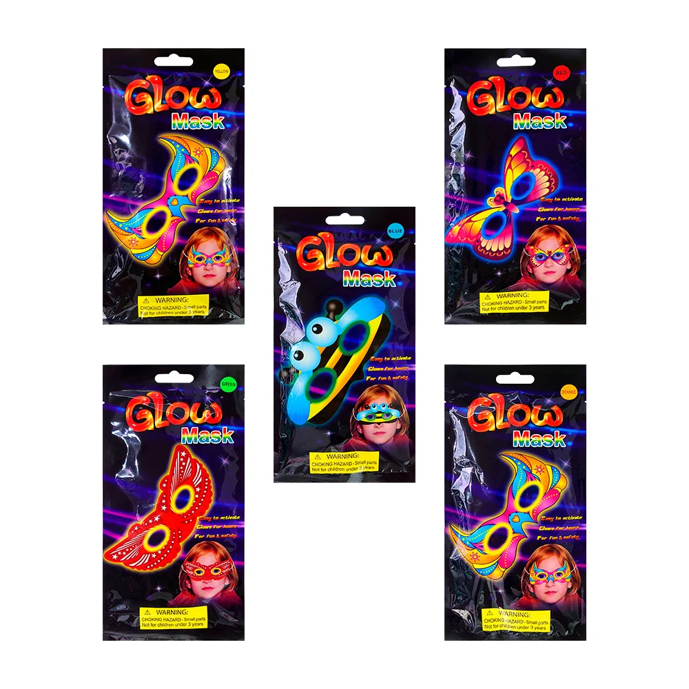 1pza Antifaz máscara infantil con barras de luz neón para fiesta, variedad de modelos y colores / glow mask