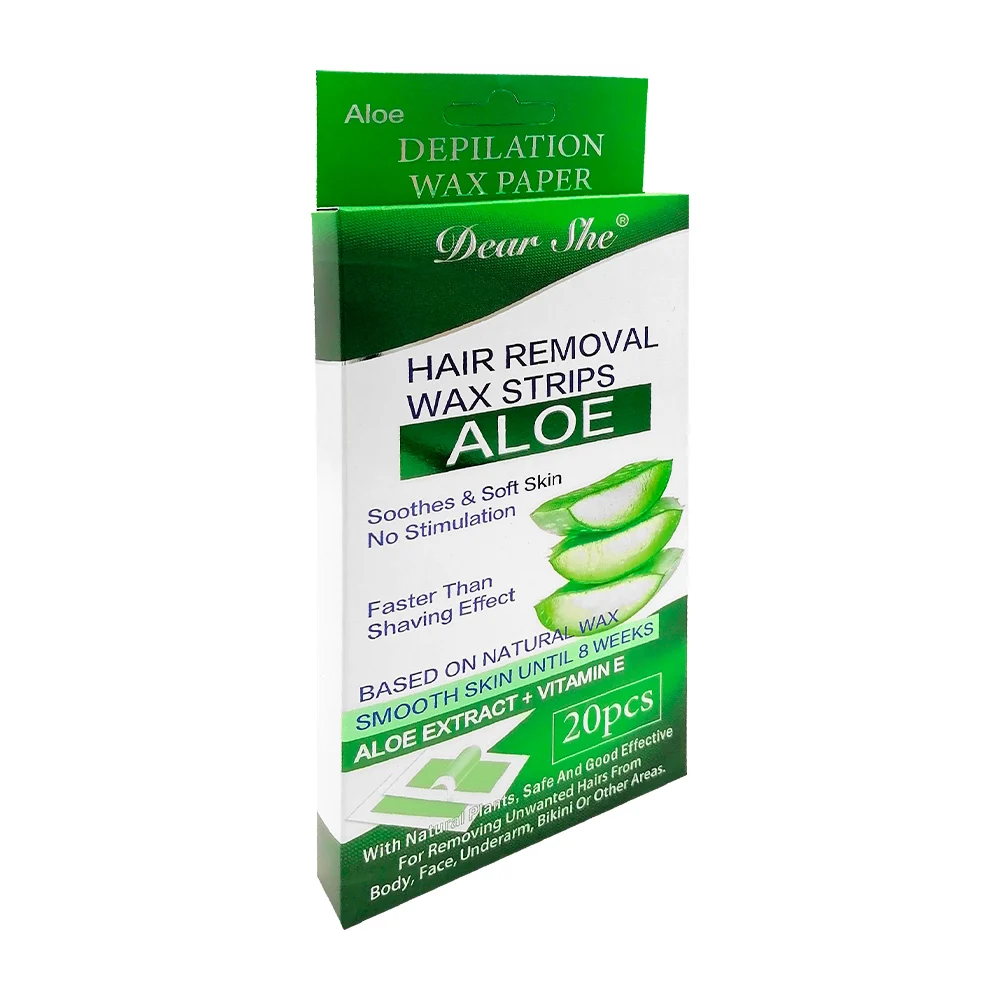 Paquete con 20 tiras de cera fría depilatorias con extracto de aloe vera para el cuerpo / dear she / 1203