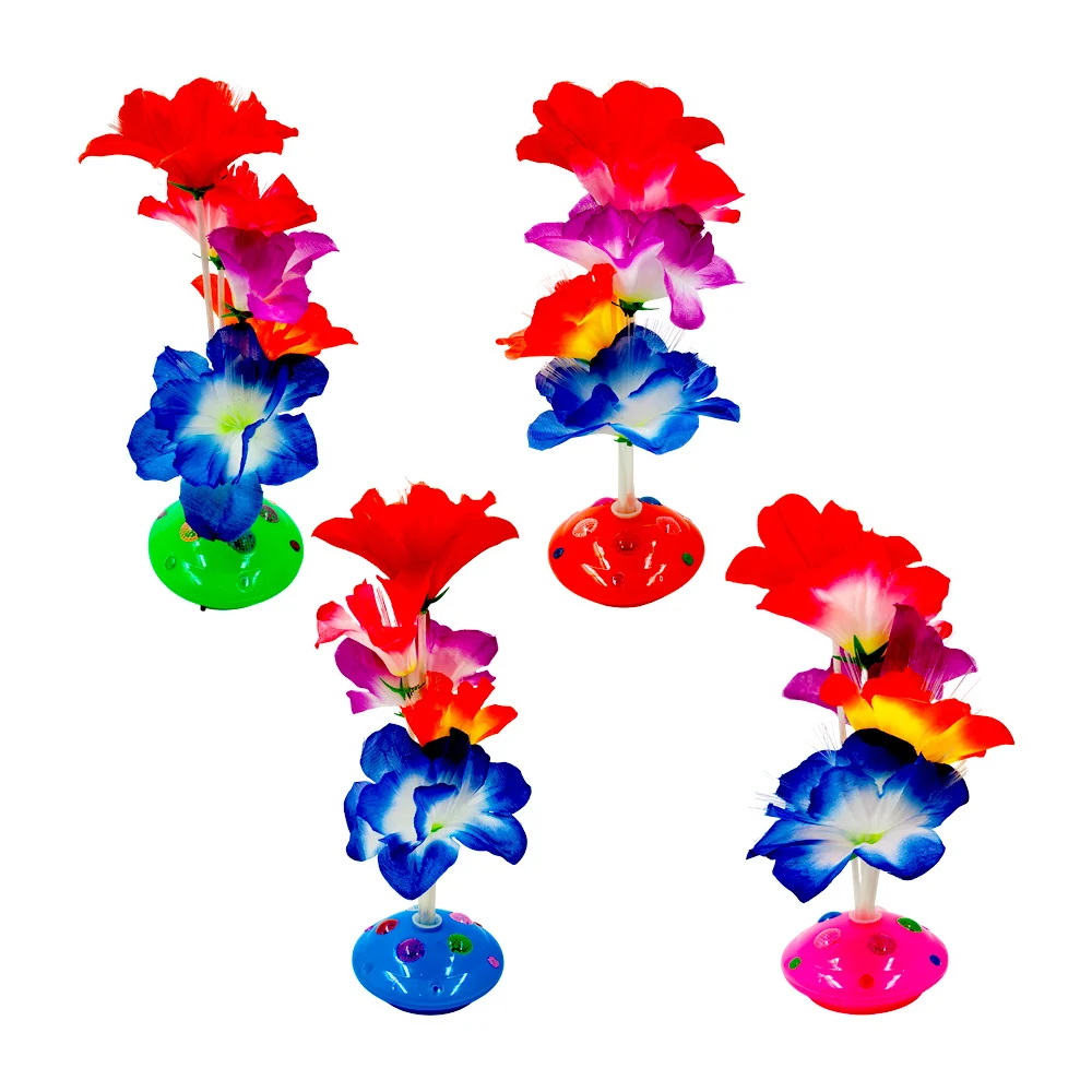 Lámpara en forma ramo de flores con base y fibra óptica de luces rgb, variedad de colores / c6428