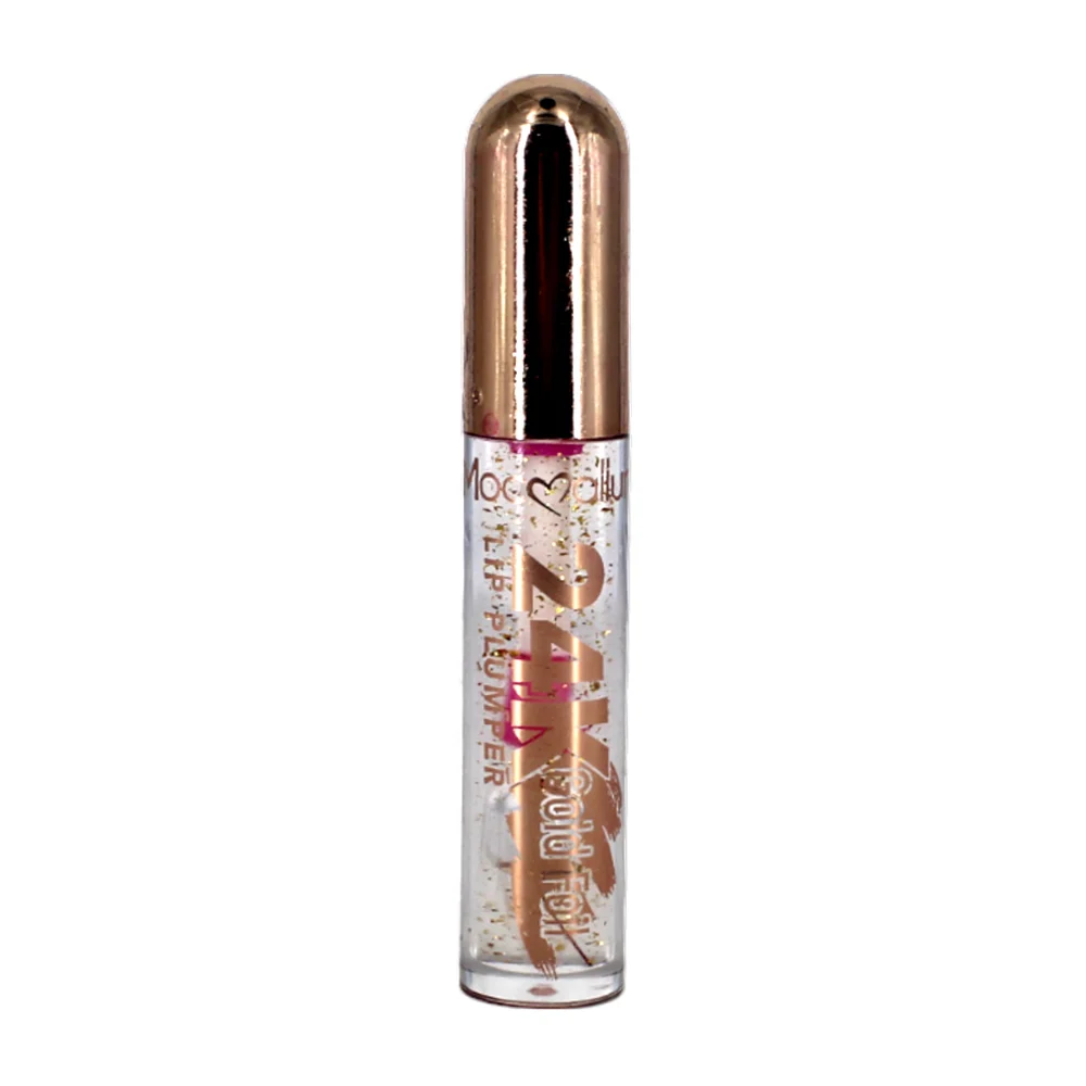 Lip gloss 24k gold foil mocmallure, diseño de hoja dorada con flores secas / c827022 / lip plumper