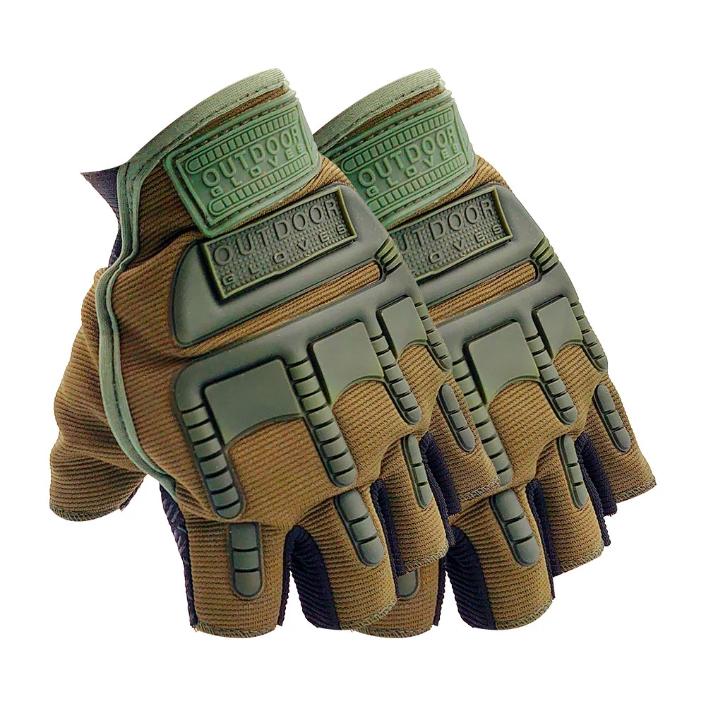 Par de guantes para motocicleta de formato medio dedo, con protección en nudillos y palmas con goma rígida, variedad de usos / outdoor gloves / ca-30c / ca-16