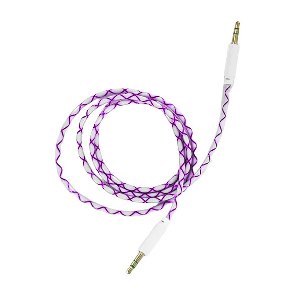 Cable auxiliar de plástico con diseño de hilo tira metálica trenzada 3.5mm, variedad de colores / ca-au-1002