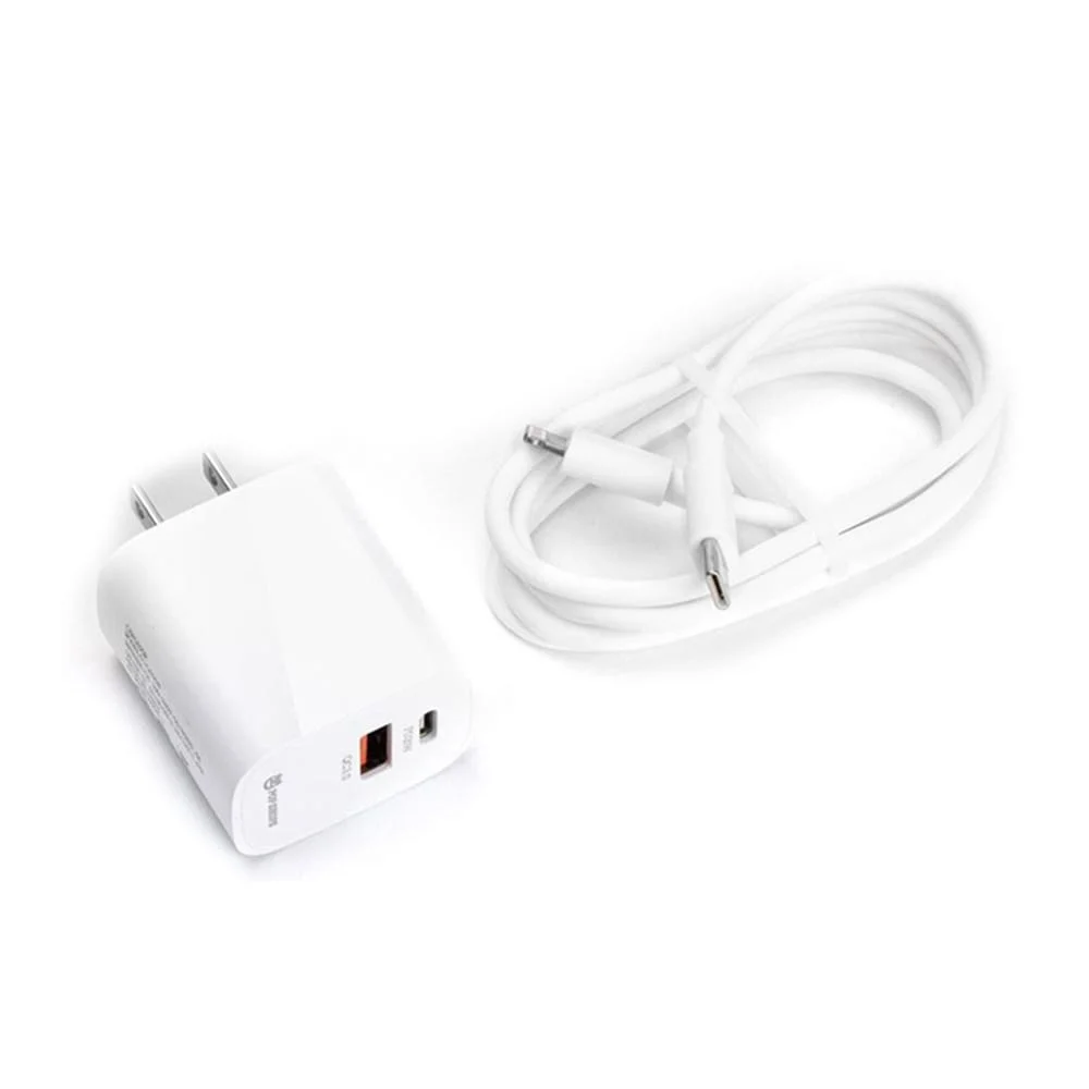 Combo cargador con 1 puerto usb y 1 puerto tipo-c + cable con entrada tipo-c a tipo-c, 3.0, 20w / ca006-tc