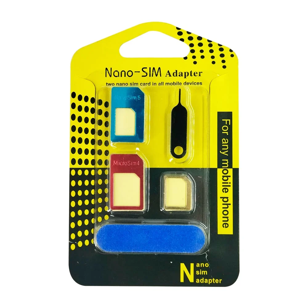 Set con 3 adaptadores de tarjeta sim + aguja de sacar y mini lija para pulir / nano-sim adapter / ca142