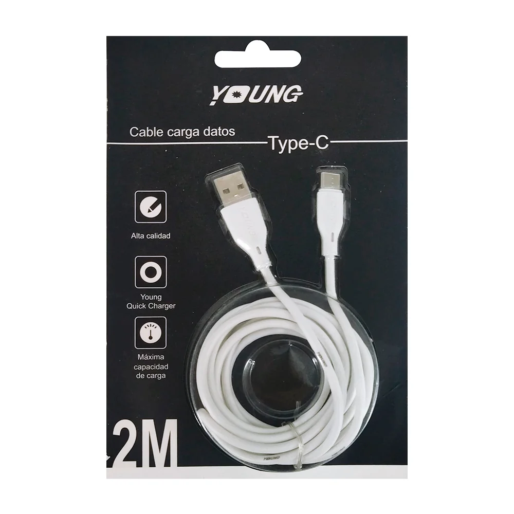 Cable usb de 2 metros con entrada tipo c para carga y transferencia de datos / type-c / ca301