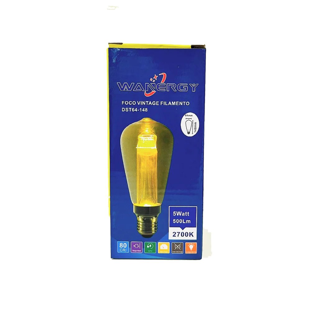 Foco bombilla wanergy vintage con forma tipo pera y consumo de 5 watts / 601037