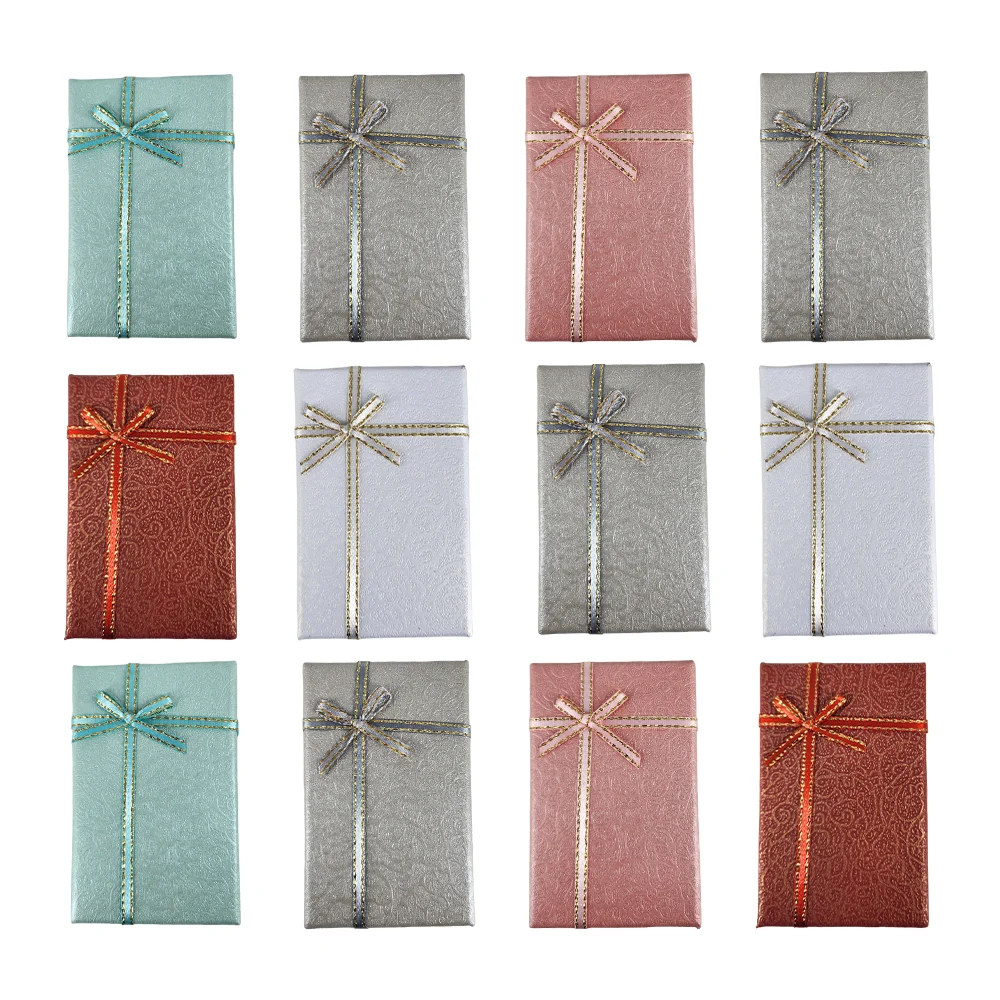 Paquete 12 cajas chicas rectangulares con moño para regalo 5x8x3cm / lph-385