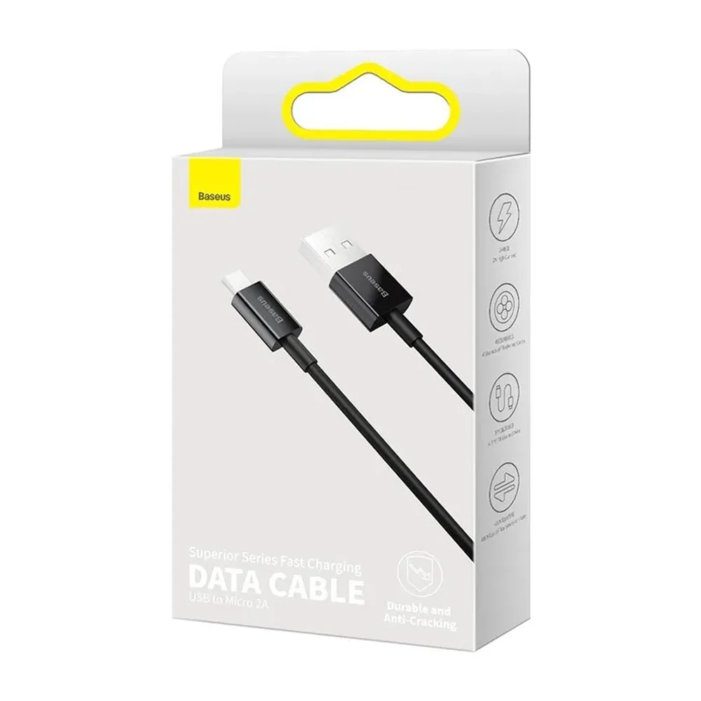 Cable de carga baseus 100cm tipo usb y micro 2a, variedad de colores / camys